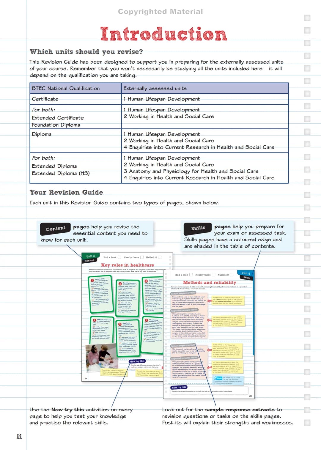 SECOND
EDITION
Copyrighted Material
endorsed for
BTEC
REVISE BTEC NATIONAL
Health and
Social Care
REVISION
GUIDE
Includes
FREE
online editio
