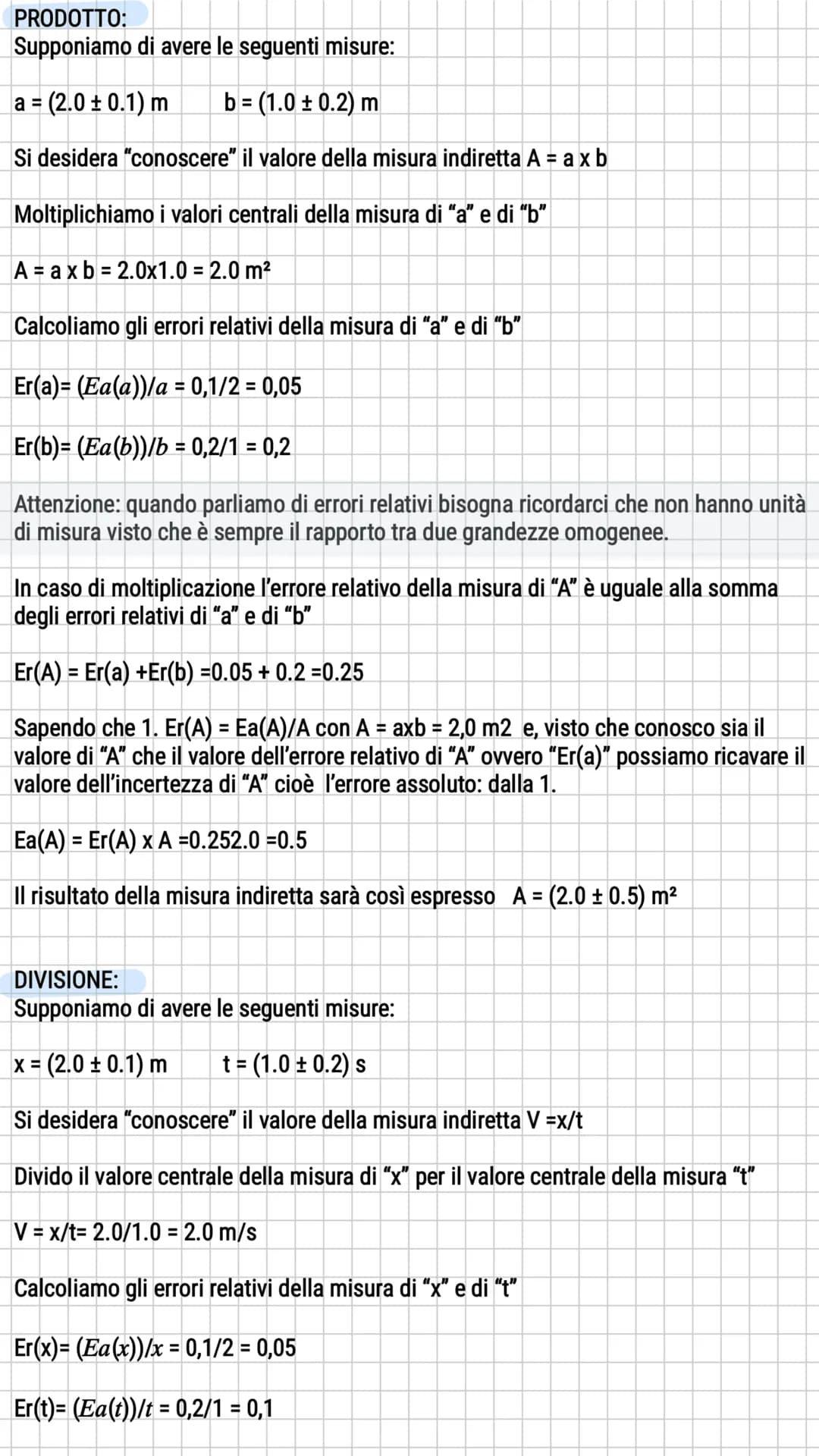 # propagazione errori

Tratteremo separatamente i casi di:
1. Somma e Sottrazione;
2. Moltiplicazione e Divisione

SOMMA:
Supponiamo di aver