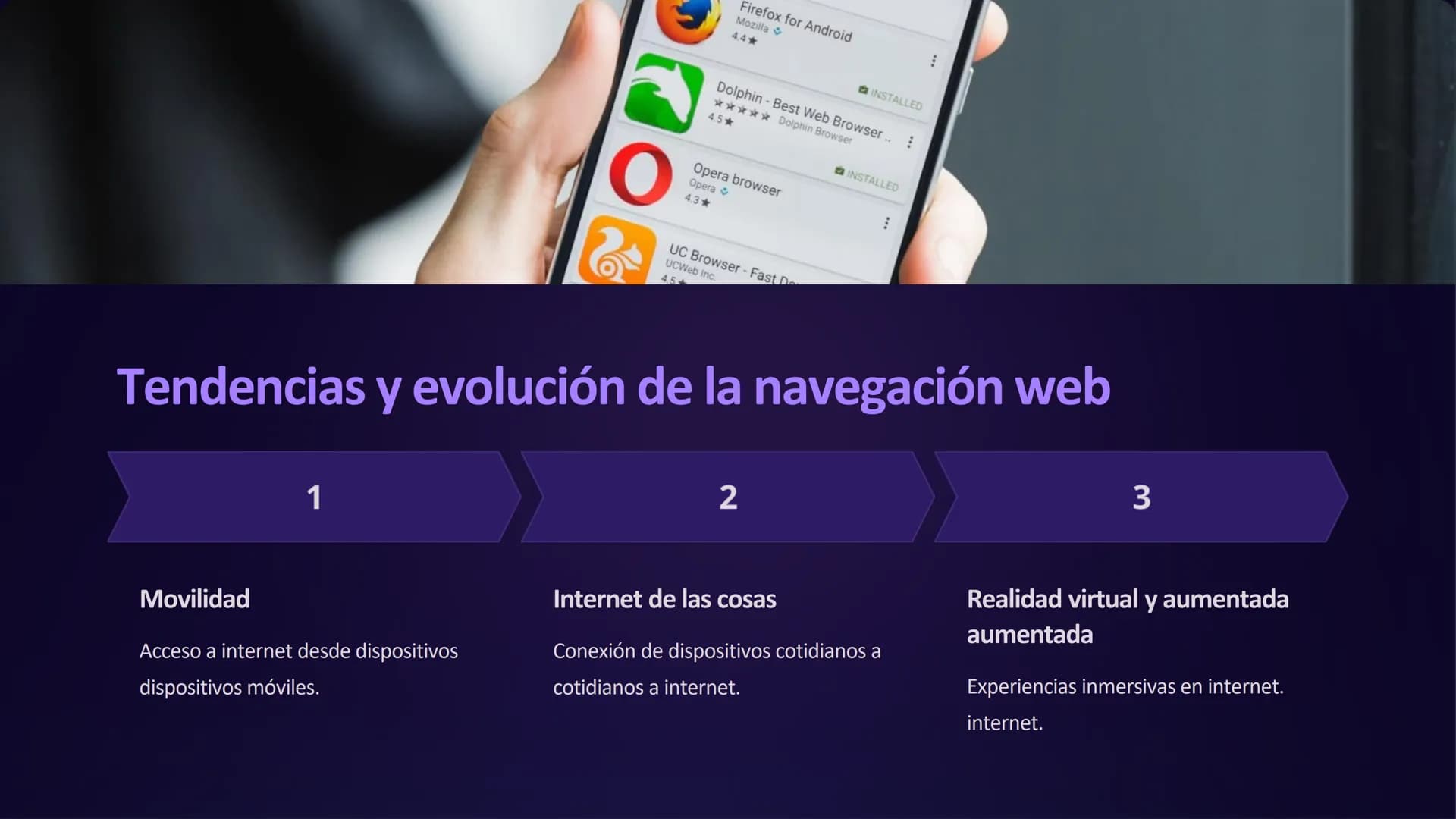 # Internet y la
Navegación Web

Internet es una red global que conecta computadoras y dispositivos. La
dispositivos. La navegación web es el