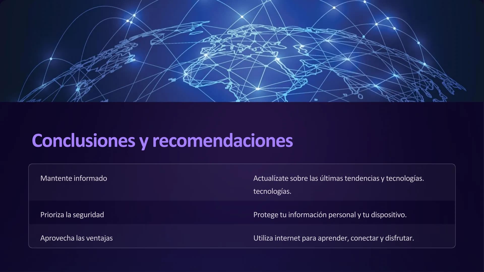 # Internet y la
Navegación Web

Internet es una red global que conecta computadoras y dispositivos. La
dispositivos. La navegación web es el