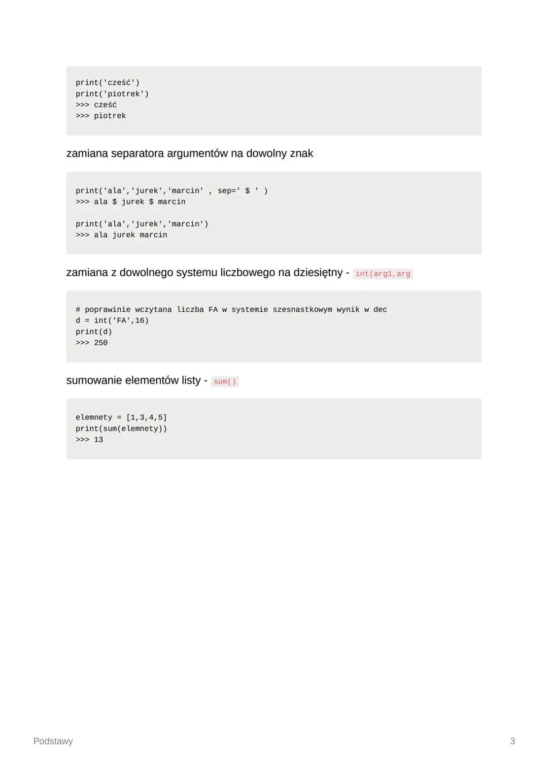 # Podstawy

funkcje matematyczne

*   potęgowanie
*   mnożenie
+   dodawanie
-   odejmnowanie
/   dzielenie
%   reszta z dzielenia

deklarow