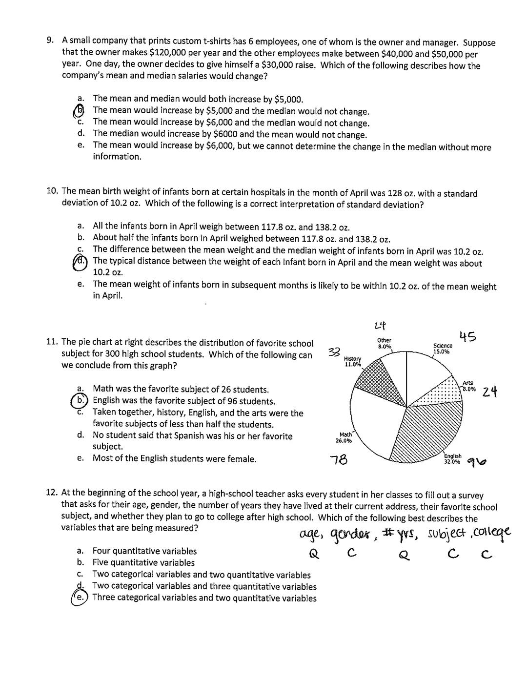 Name: Key

Chapter 1 Optional MC Practice
AP Statistics
AP Multiple Choice: Identify the choice that best completes the statement or answers