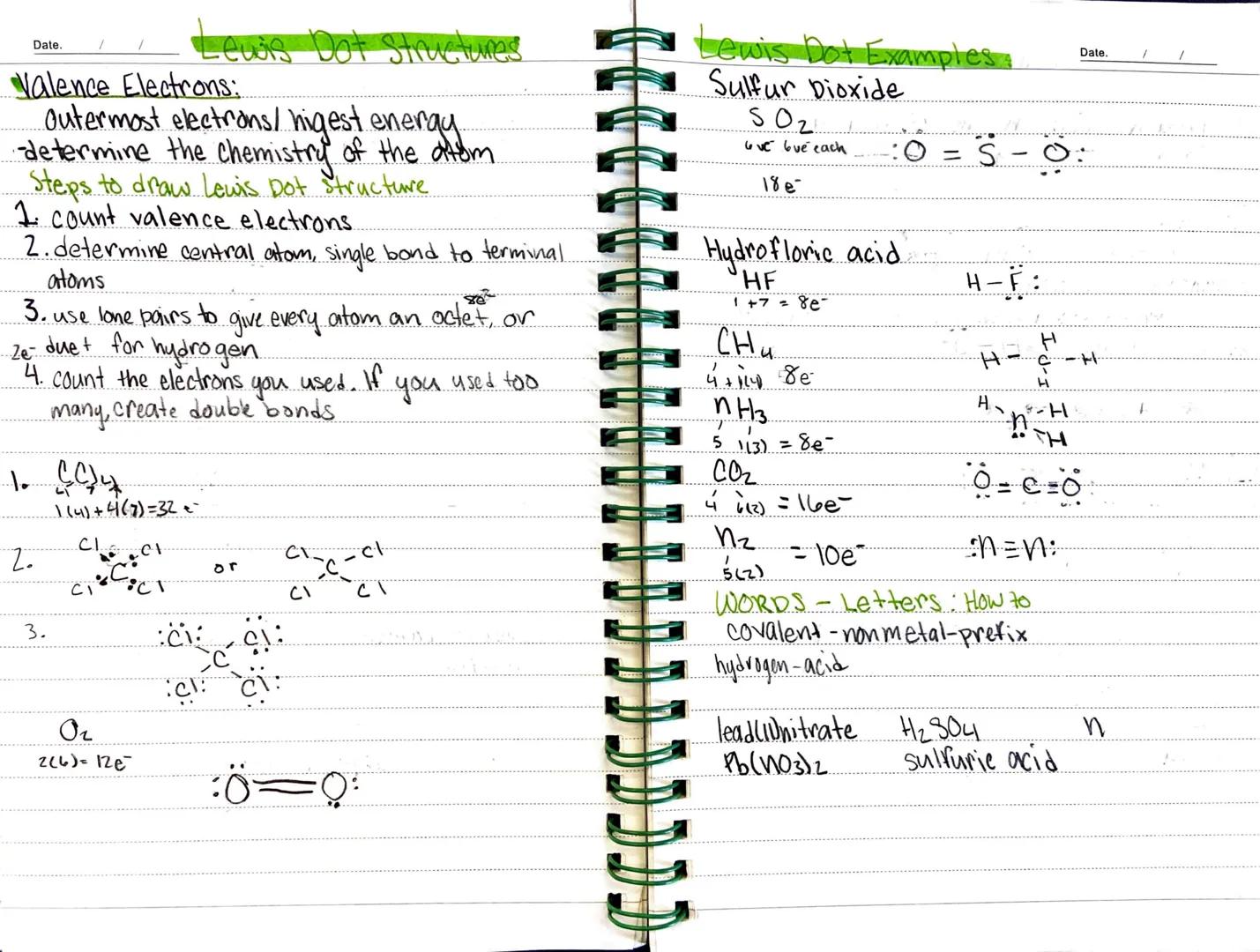 Date. / /
# Lewis Dot Structures
## Valence Electrons:
- Outermost electrons/higest energy...
- determine the chemistry of the Hom
### Steps