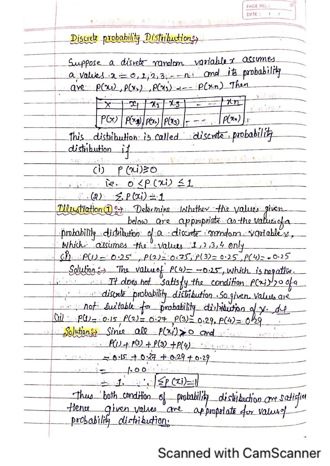 PAGE NO:
DATE: 11
# Chap-2 Random Variable and discrete
## Probability Distribution

Random: Variable "The function Which transforms
.: the 