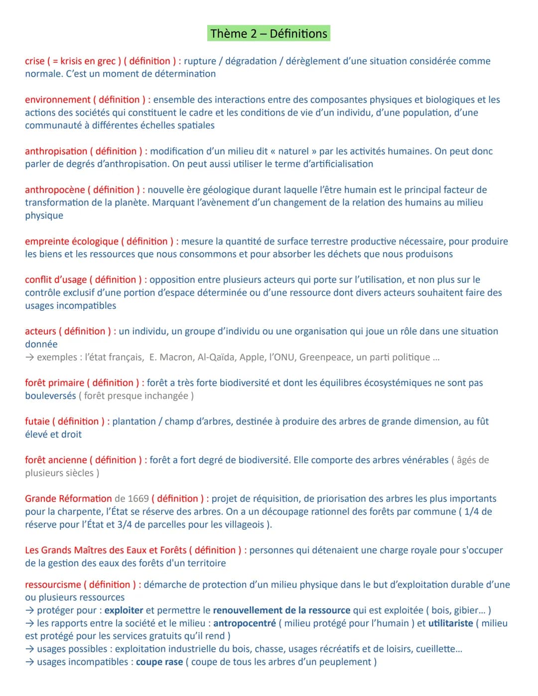 Thème 2 - Définitions

crise (= krisis en grec) (définition): rupture / dégradation / dérèglement d'une situation considérée comme
normale. 