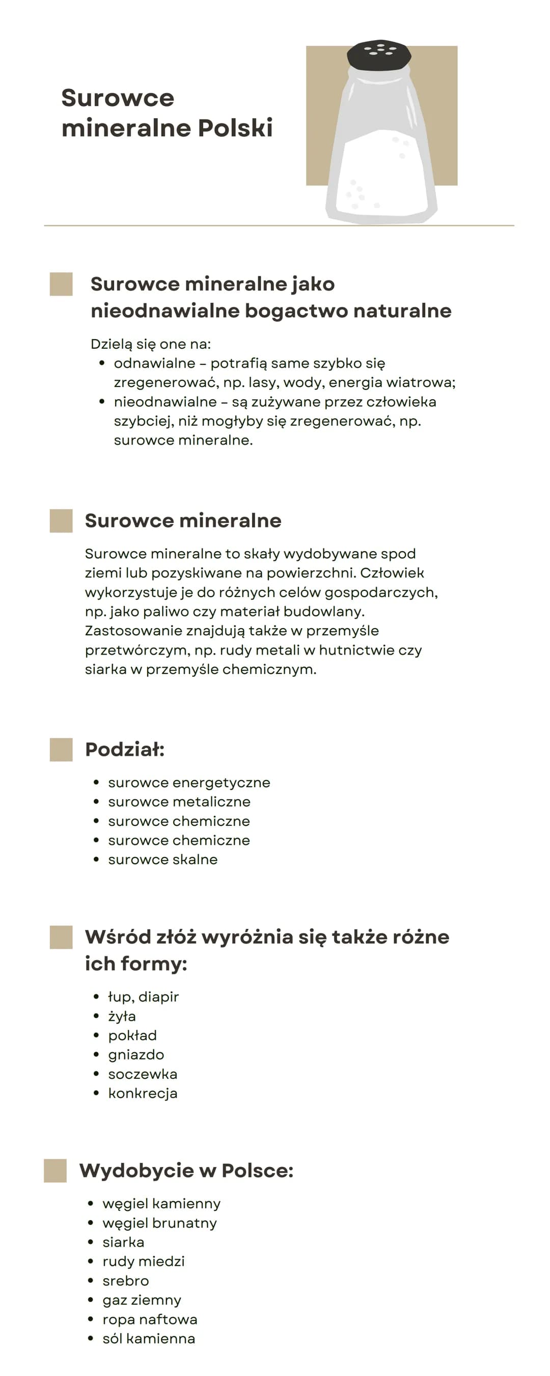 # Surowce
mineralne Polski

Surowce mineralne jako
nieodnawialne bogactwo naturalne

Dzielą się one na:
- odnawialne potrafią same szybko si