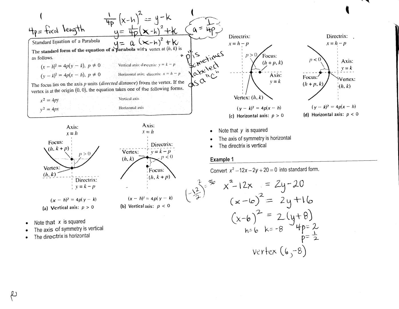 Conics
Introduction to Conics: Parabolas
- A conic section (or simply conic) is the intersection of a plane and a
double-napped cone
- In th