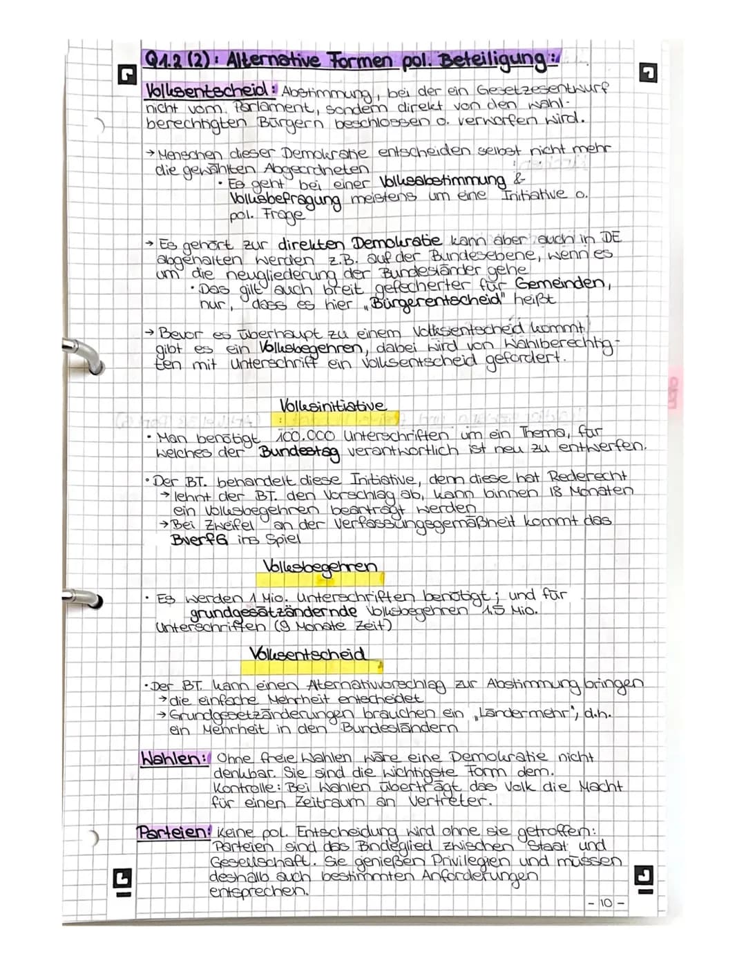 # Q1.2 Herausforderung der Parteiendemokratie:

## Q1.2 (1): politische Parteien als klassische Möglichkeiten
der Partizipation:

## Aufgabe