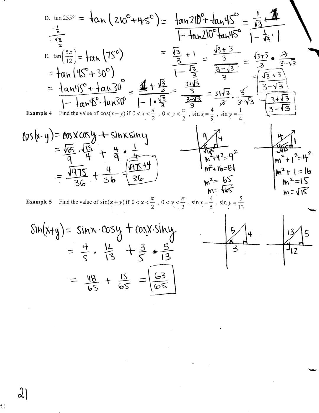Precalculus Unit 6
Notes-Sum and Difference Formulas

Sum and Difference Identities

$sin(a+b)=sin a cos b + cos a sin b$  $cos(a+b) = cos a