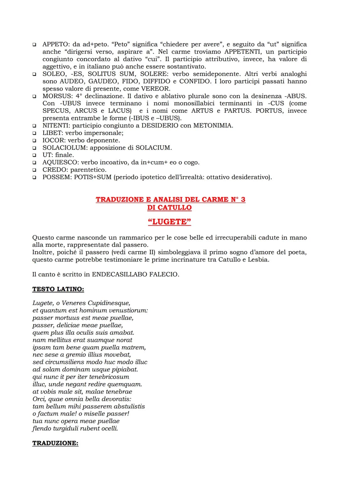 www.appuntiscuolasuperiore.altervista.org

# TRADUZIONE E ANALISI DEL CARME N° 2
## DI CATULLO

### "PASSER, DELICIAE MEAE PUELLAE"

In ques