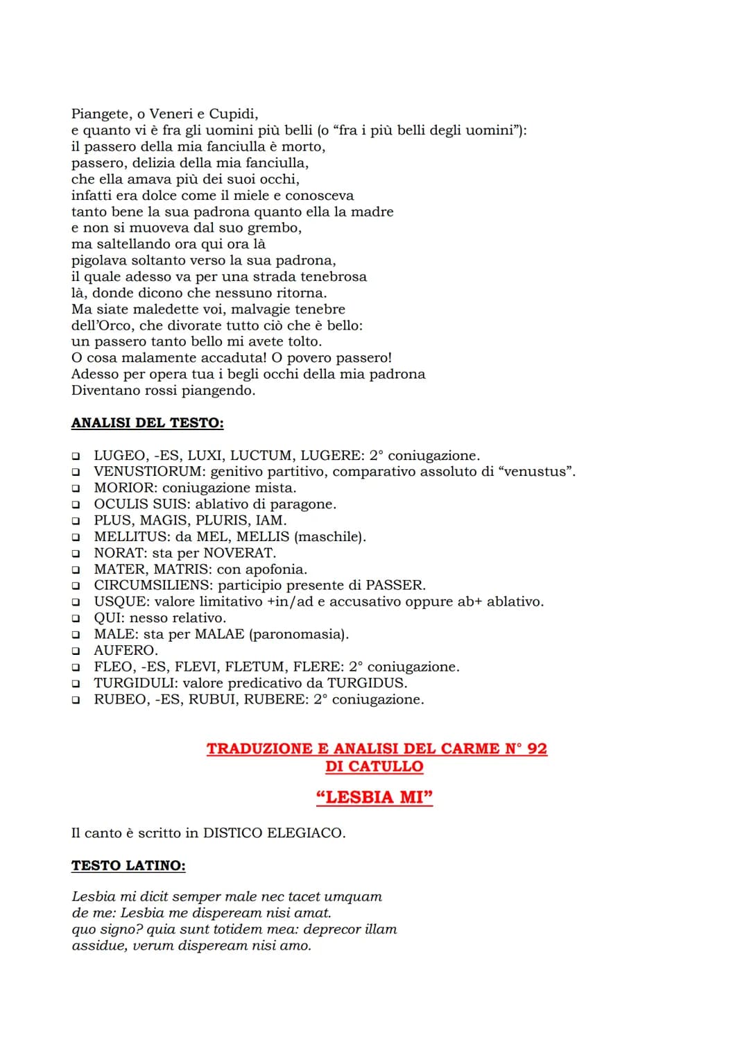 www.appuntiscuolasuperiore.altervista.org

# TRADUZIONE E ANALISI DEL CARME N° 2
## DI CATULLO

### "PASSER, DELICIAE MEAE PUELLAE"

In ques