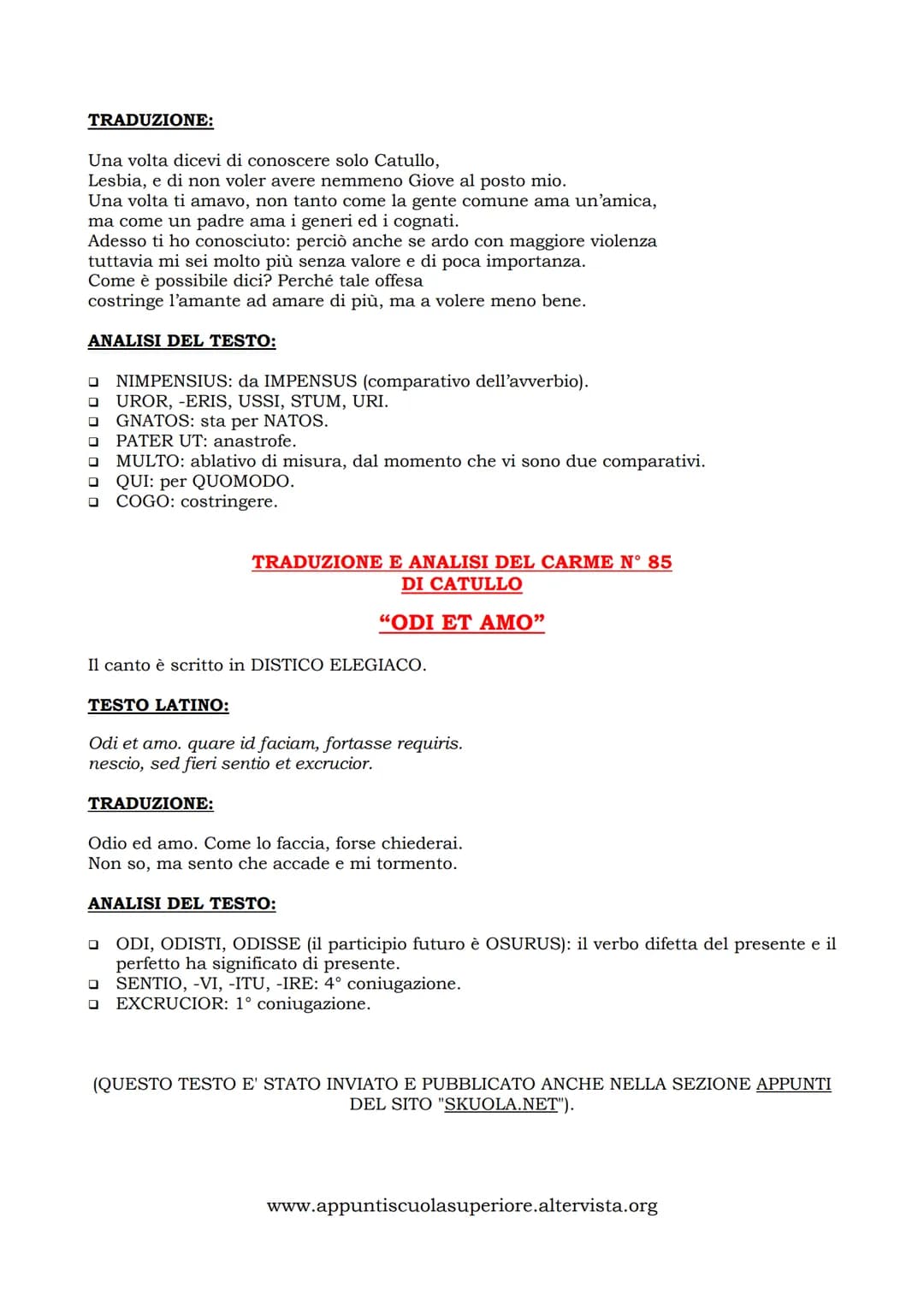 www.appuntiscuolasuperiore.altervista.org

# TRADUZIONE E ANALISI DEL CARME N° 2
## DI CATULLO

### "PASSER, DELICIAE MEAE PUELLAE"

In ques