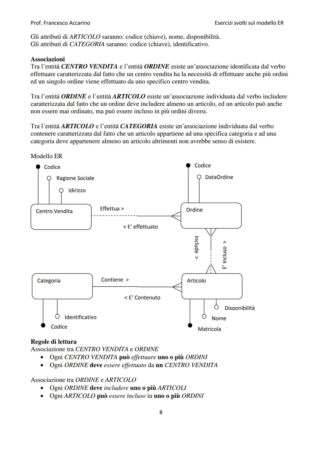 
<h2>Raccolta di esercizi modello ER</h2>
<h3>Esercizio 1</h3>
<p>Un'università vuole raccogliere ed organizzare in un database le informazi