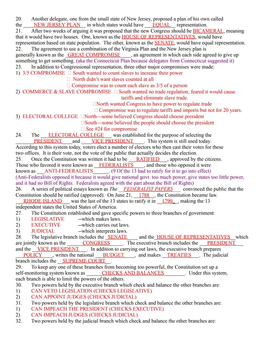 Name
Period

Study Guide #2 - Civics
The U.S. Constitution

1. The U.S. Constitution is just 4300 words, but those words define the basic st