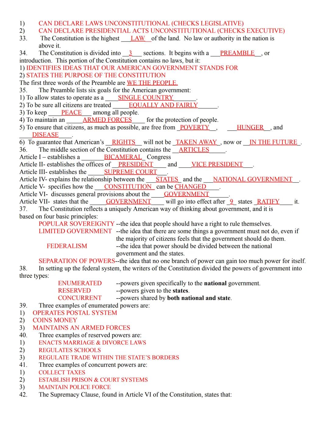 Name
Period

Study Guide #2 - Civics
The U.S. Constitution

1. The U.S. Constitution is just 4300 words, but those words define the basic st