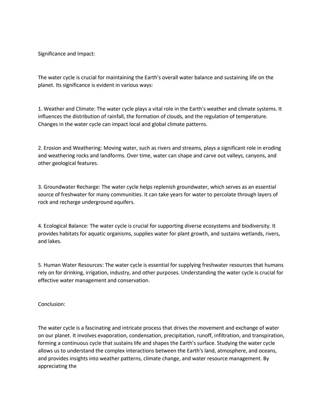The Water Cycle: Exploring the Earth's Hydrological System

Introduction:

Earth Science encompasses the study of various aspects of our pla