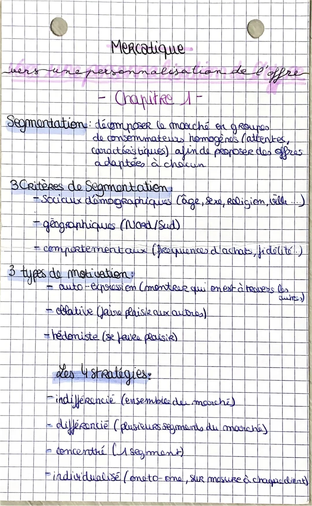 Mercatique
vers une personnalisation de l'offre
- Chapitre 1-
Segmentation: décomposer le marché en groupes
de consommateurs homogènes (atte