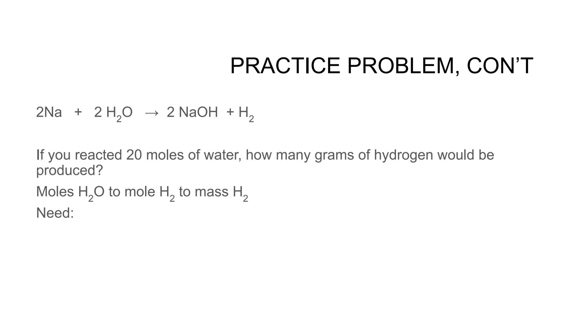 STOICHIOMETRY # STOICHIOMETRY

• So in order to determine the mass amounts of the
products/reactants in a reaction we will need stoichiometr