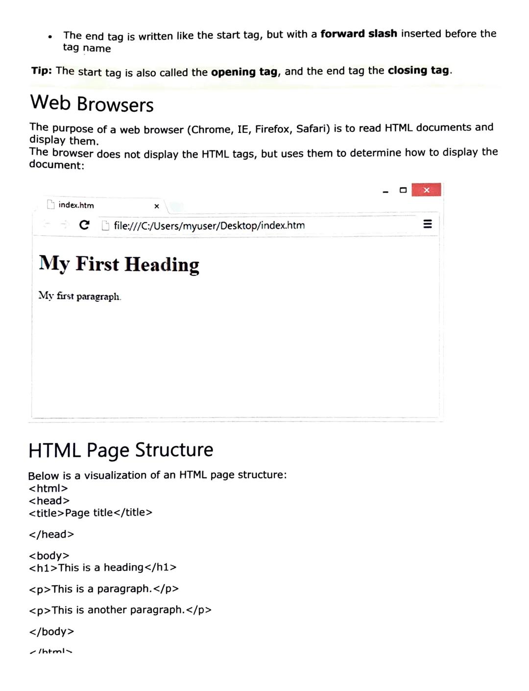 # What is HTML?

HTML is the standard markup language for creating Web pages.

- HTML stands for Hyper Text Markup Language
- HTML describes