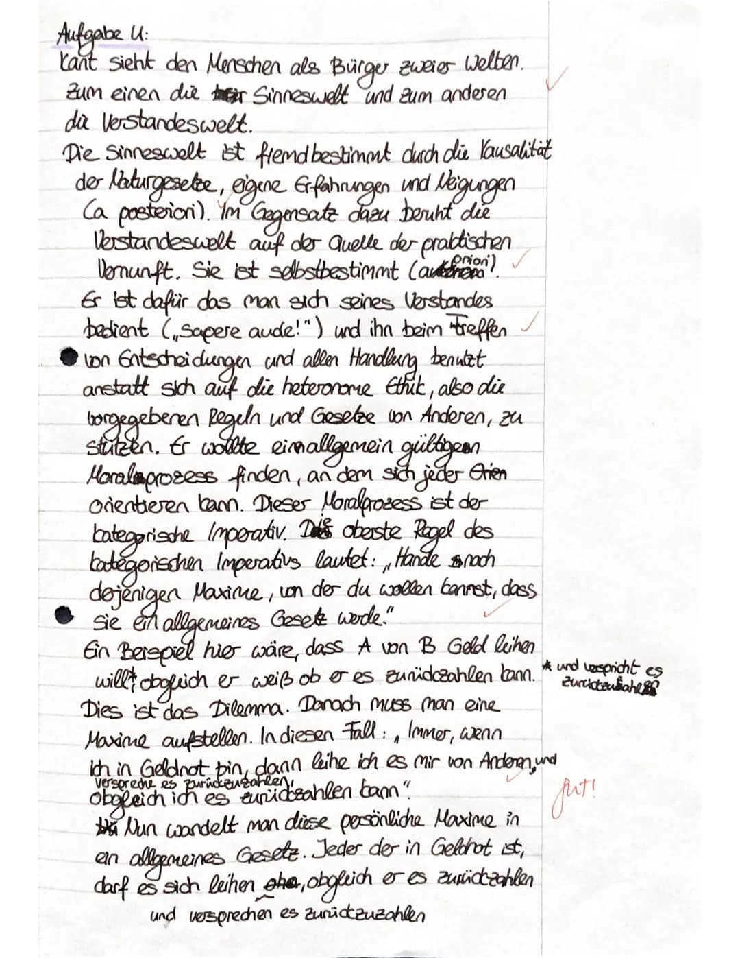 10.11.2020

-J2 Ethik

Klausur 1: „Der moralische Imperativ bei Kant"

Aufgabe 1:

Stelle - unabhängig vom Text - den Pflichtbegriff bei Kan