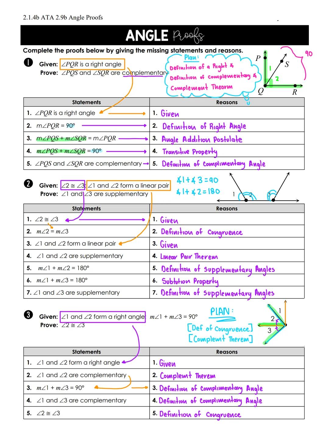 
<h2 id="planzporisarightangle">Plan: ZPOR is a Right Angle</h2>
<p>Given: ZPOR is a right angle</p>
<p>Prove: ZPOS and ZSOR are complementa