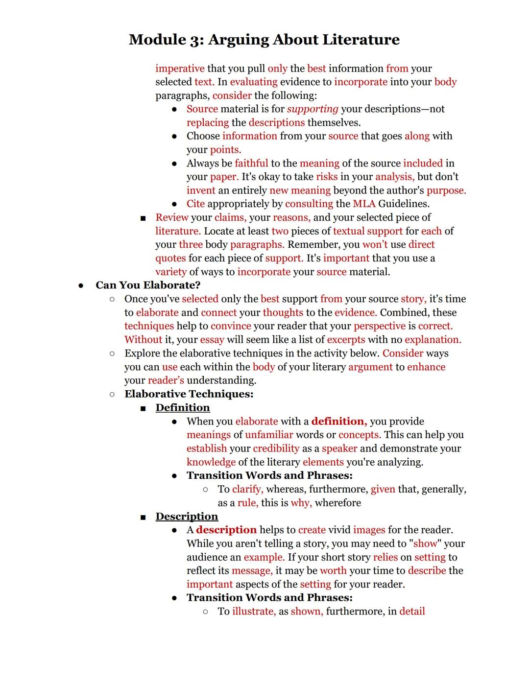 # Module 3: Arguing About Literature

This module teaches you how to format, create, and polish a literary analysis essay.

03.01: Develop a