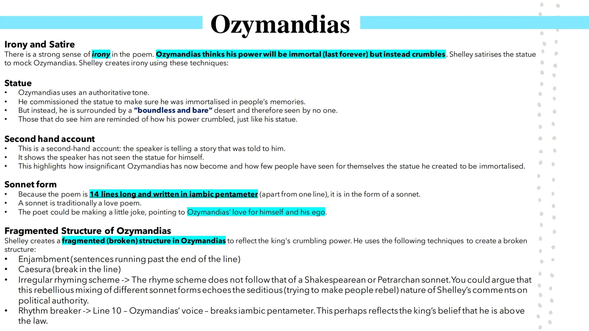 # Power and Conflict

Poetry GCSEs # Ozymandias

Percy Bysshe Shelley's Ozymandias describes the narrator's meeting with a traveller from a 