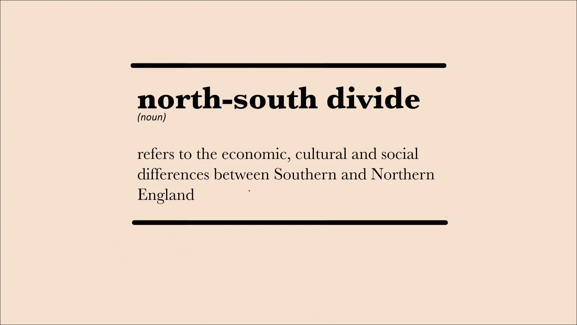 # England's

# North-South

# divide # The geographical divide of England

Northern
England

Midlands

Southern
England north-south divide
(