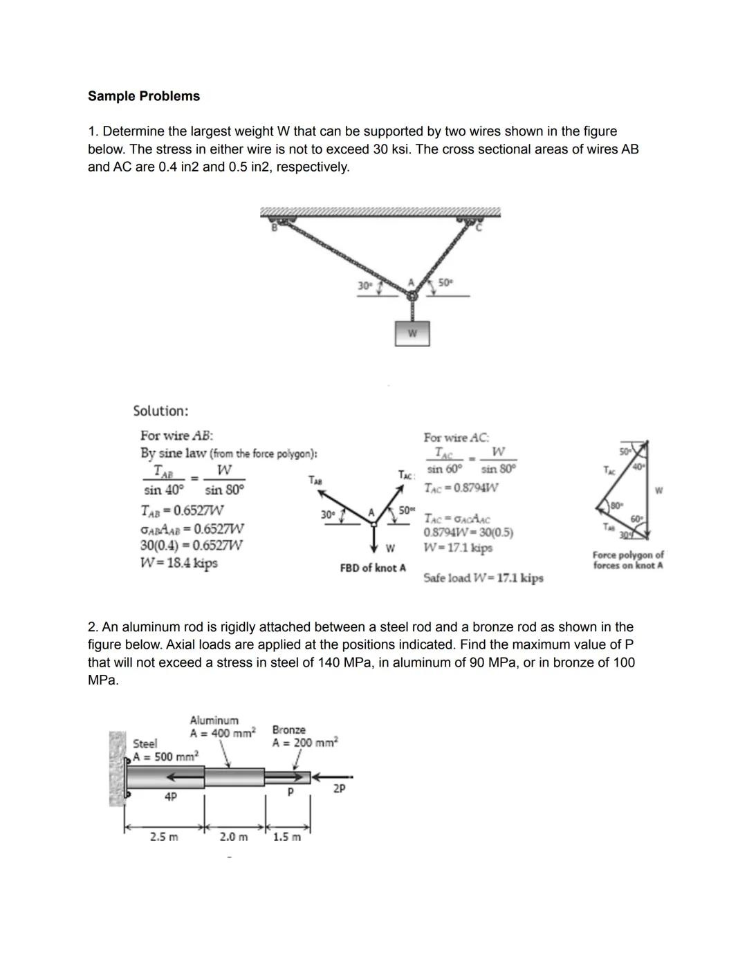 NORMAL STRESS, SHEARING STRESS AND BEARING STRESS

SIMPLE STRESSES

Simple stresses are expressed as the ratio of the applied force divided 