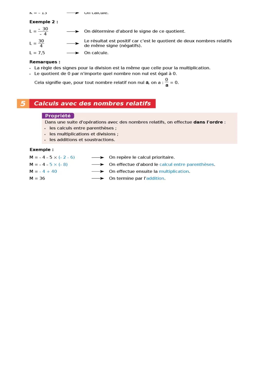 # 1 Addition et soustraction

A Addition de nombres relatifs

Propriétés
*   La somme de deux nombres relatifs de même signe est un nombre r