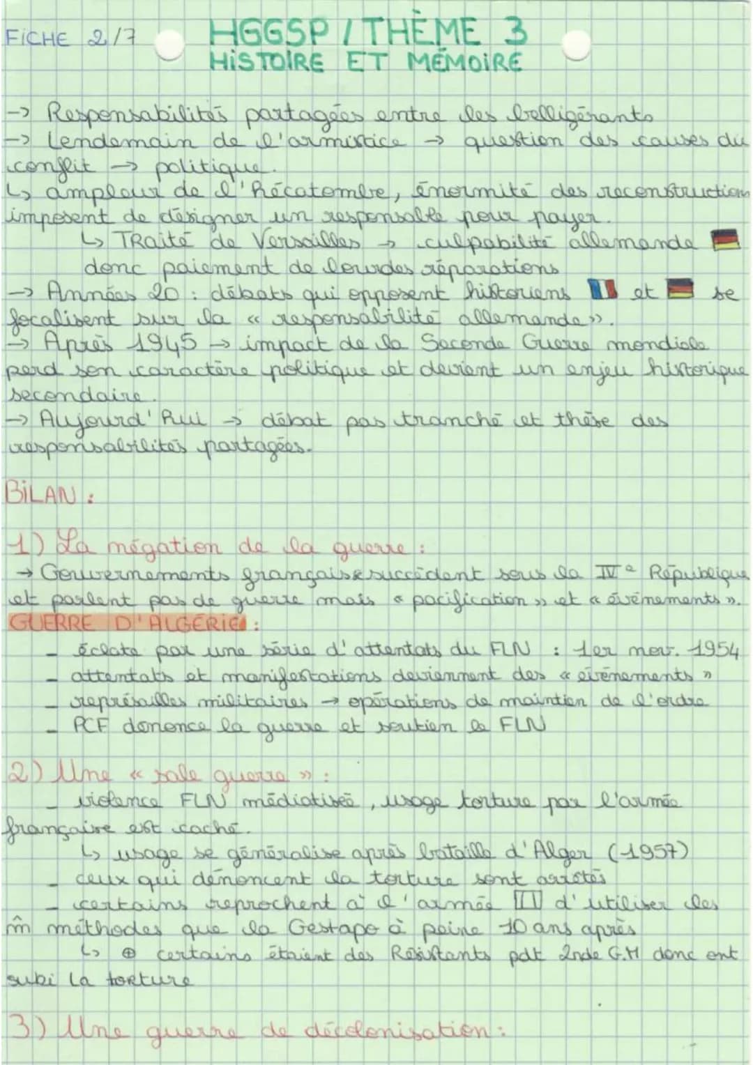 FICHE 117

HGGSP THEME
HISTOIRE ET MÉMOIRE
Objet introductig: Histoire et mémoire, histoire et
justice

Problematique: Quels rapports la mém