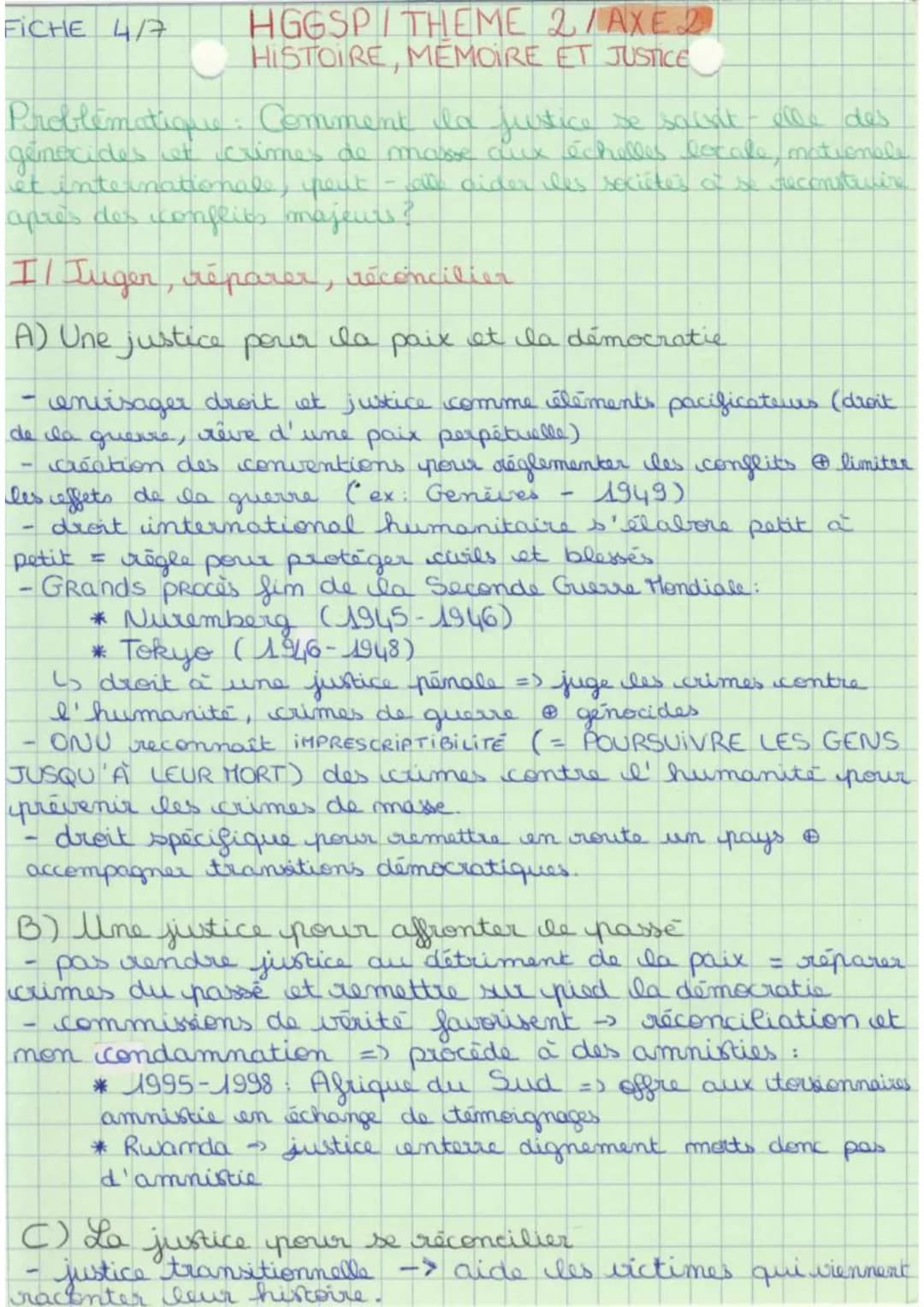FICHE 117

HGGSP THEME
HISTOIRE ET MÉMOIRE
Objet introductig: Histoire et mémoire, histoire et
justice

Problematique: Quels rapports la mém