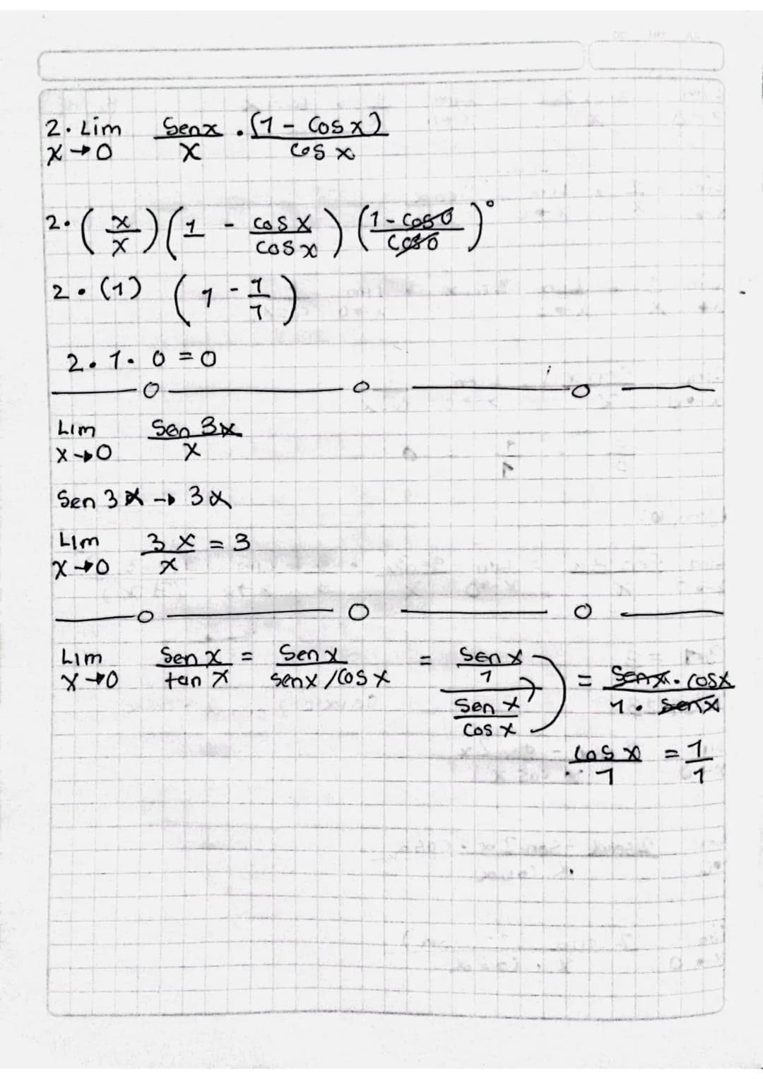 El limite de una función trigonometrica se
obtiene de la misma forma como se
obtionen en una funsión algebraica.

teniendo en cuenta las ope