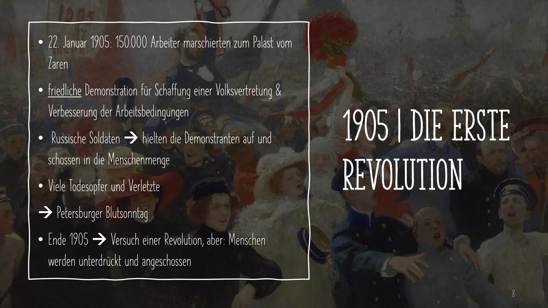 # DIE RUSSISCHEN REVOLUTIONEN

Erstellt von Süleyman Kücükbiyik INHALTE DER
PRÄSENTATION

Erklärung wichtiger Begriffe

Die Russische Revolu
