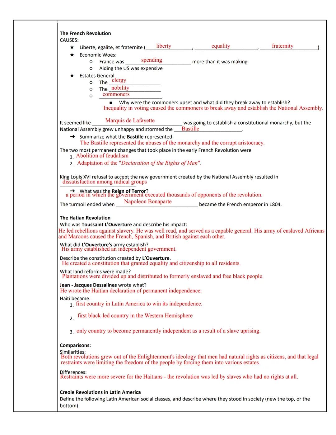 Name: Mia Oberlander
Date: Class: D

APWH | Unit 5: Revolutions from c. 1750 - c. 1900
Directions: For each reading section define the impor