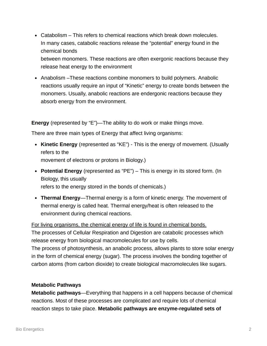 # Bio Energetics

Bioenergetics is a field of Biology that concerns energy flow through living systems.
The field includes the study of the 