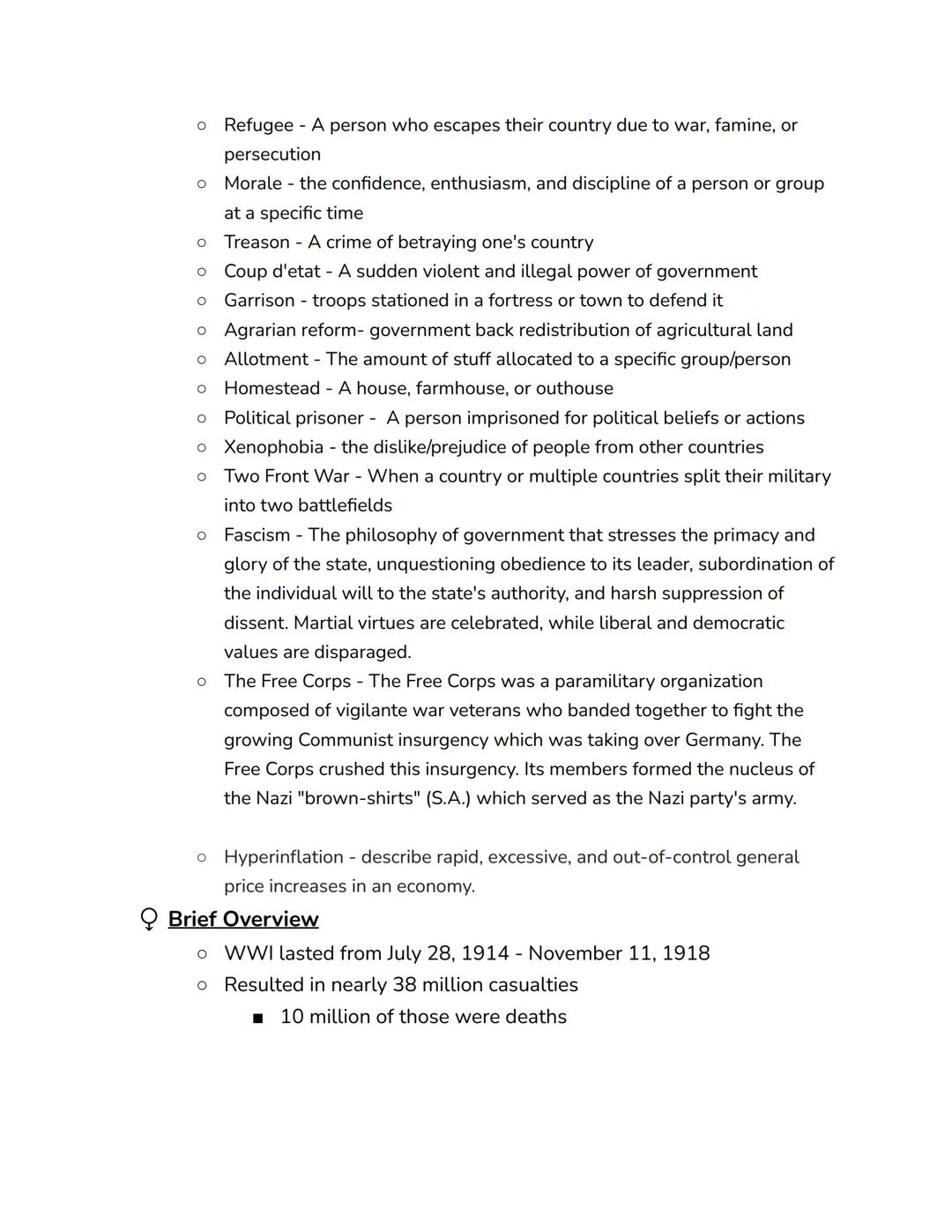 # Timeline
## World War I
*   The assainations of Francis Ferdinand and Sophia (June 28, 1914)
*   The war began (July 28, 1914)
*   Battle 