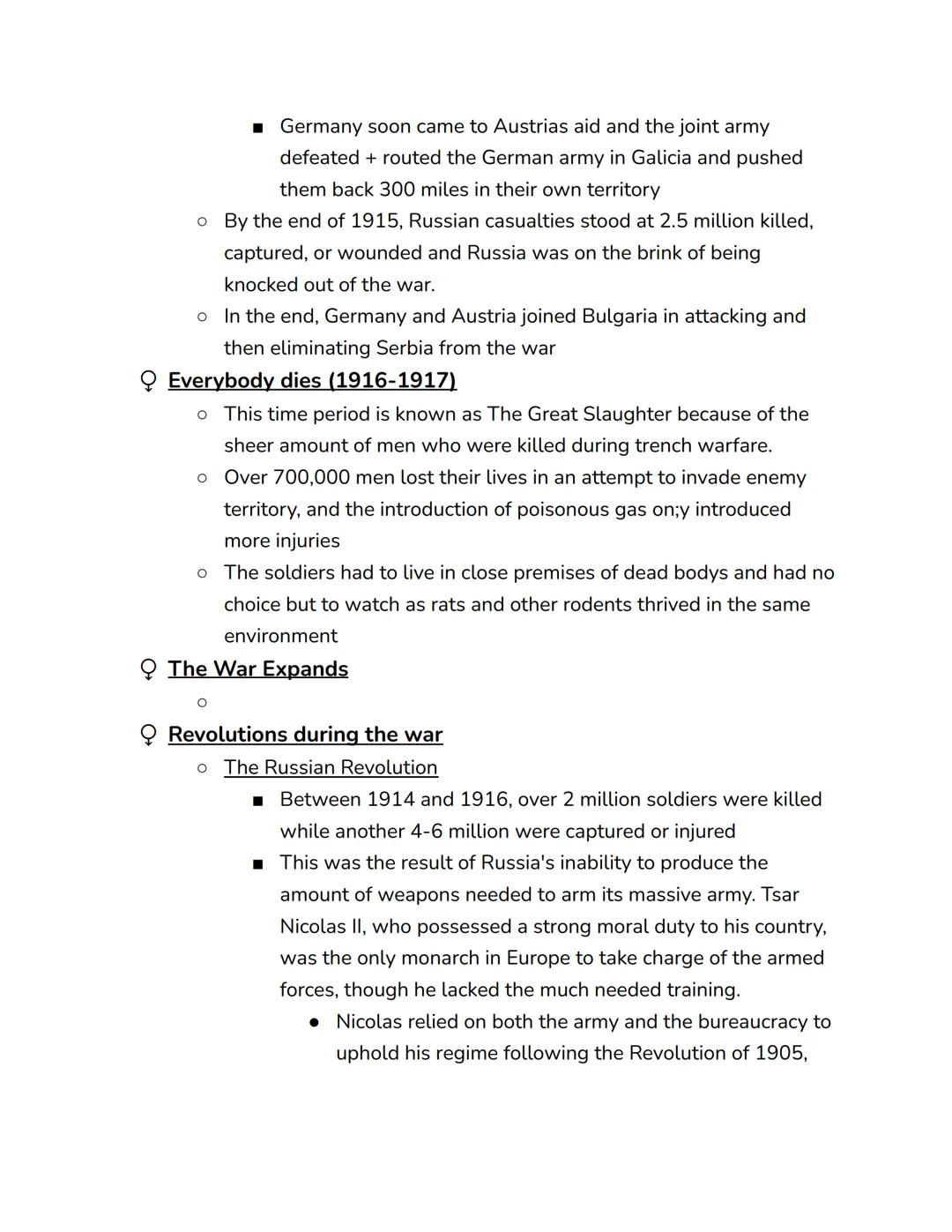 # Timeline
## World War I
*   The assainations of Francis Ferdinand and Sophia (June 28, 1914)
*   The war began (July 28, 1914)
*   Battle 
