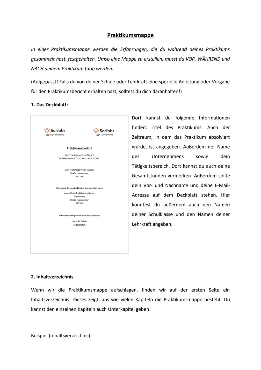 # Praktikumsmappe

In einer Praktikumsmappe werden die Erfahrungen, die du während deines Praktikums
gesammelt hast, festgehalten. Umso eine