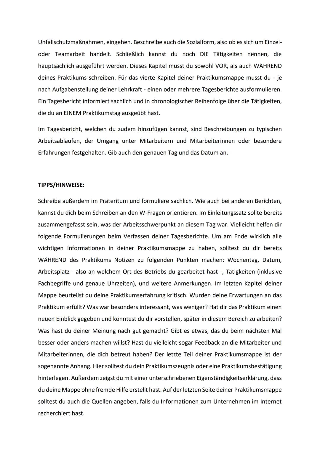 # Praktikumsmappe

In einer Praktikumsmappe werden die Erfahrungen, die du während deines Praktikums
gesammelt hast, festgehalten. Umso eine