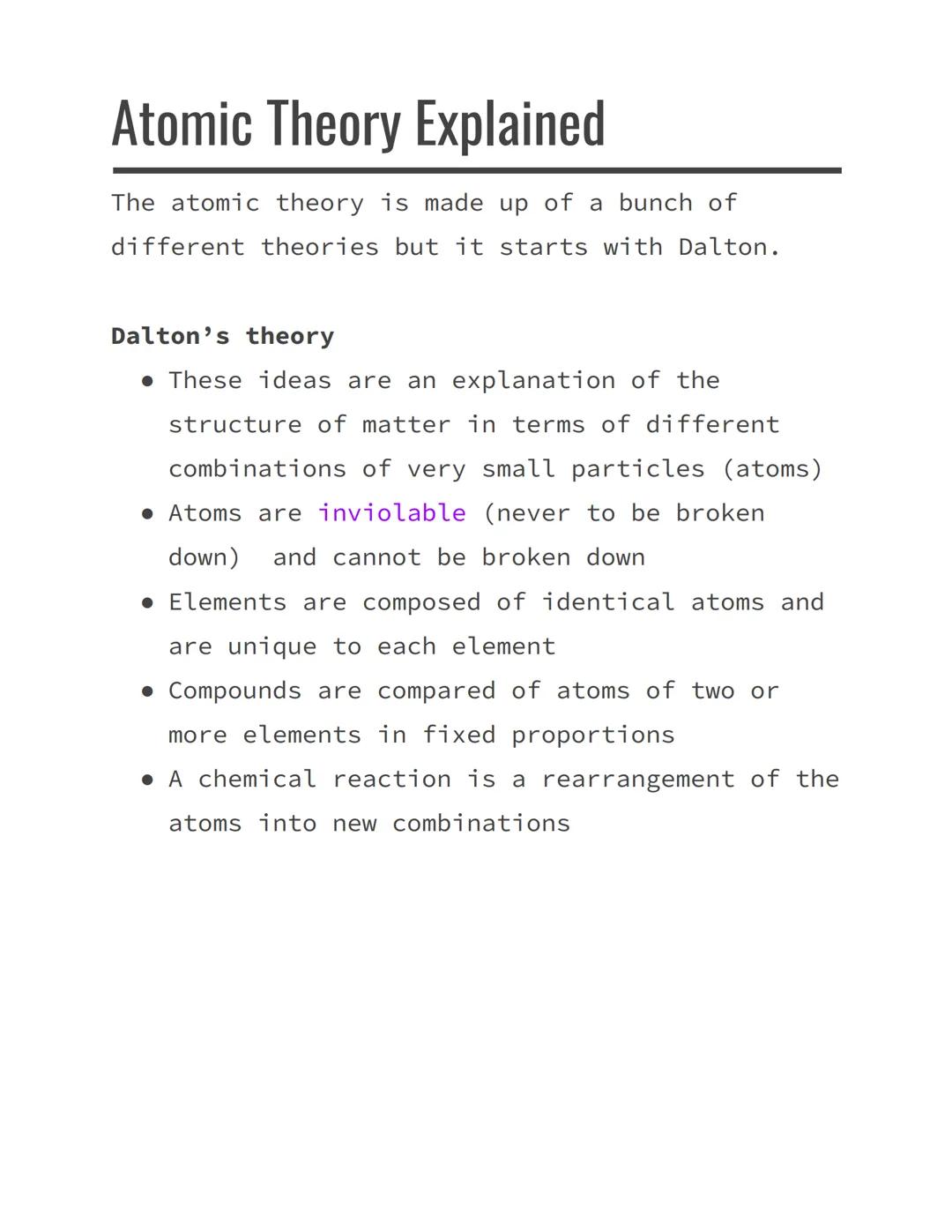 # Atomic Theory Explained

The atomic theory is made up of a bunch of
different theories but it starts with Dalton.

Dalton's theory

- Thes