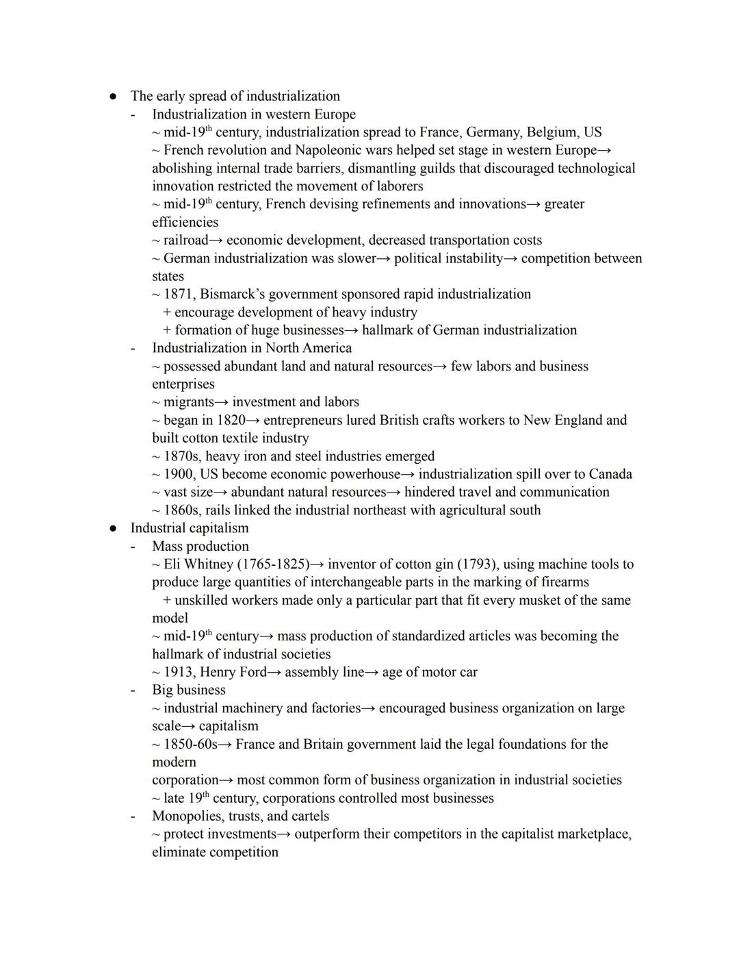 • Foundation of industrialization
~ started in Britain
Chapter 29 note
~ high agriculture production→ population growth→ work other than cul