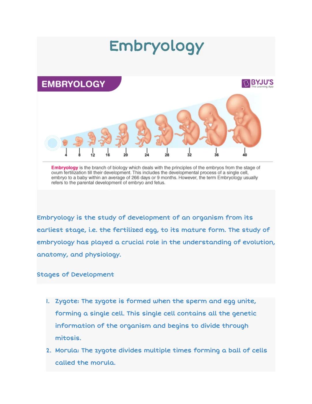 # Embryology

EMBRYOLOGY

12

Embryology

20

24

32

BBYJU'S
The Learning App

40

Embryology is the branch of biology which deals with the