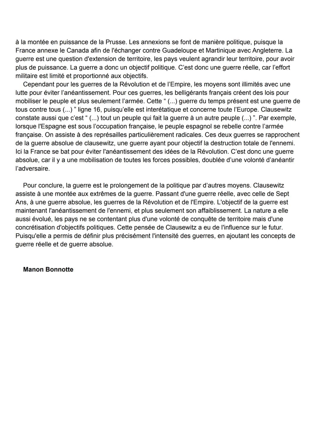 # Étude critique d'un document HGGSP: La guerre selon Clausewitz

Document à l'étude: Les objectifs et la nature de la guerre selon Clausewi