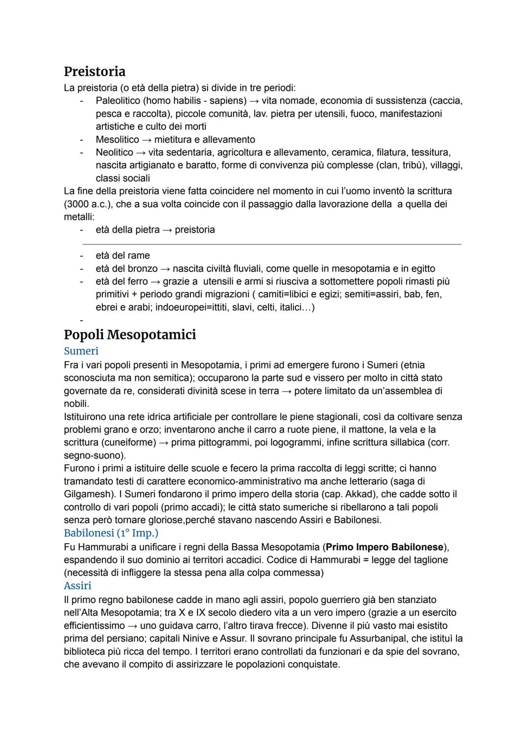 # Preistoria

La preistoria (o età della pietra) si divide in tre periodi:

- Paleolitico (homo habilis - sapiens) → vita nomade, economia d