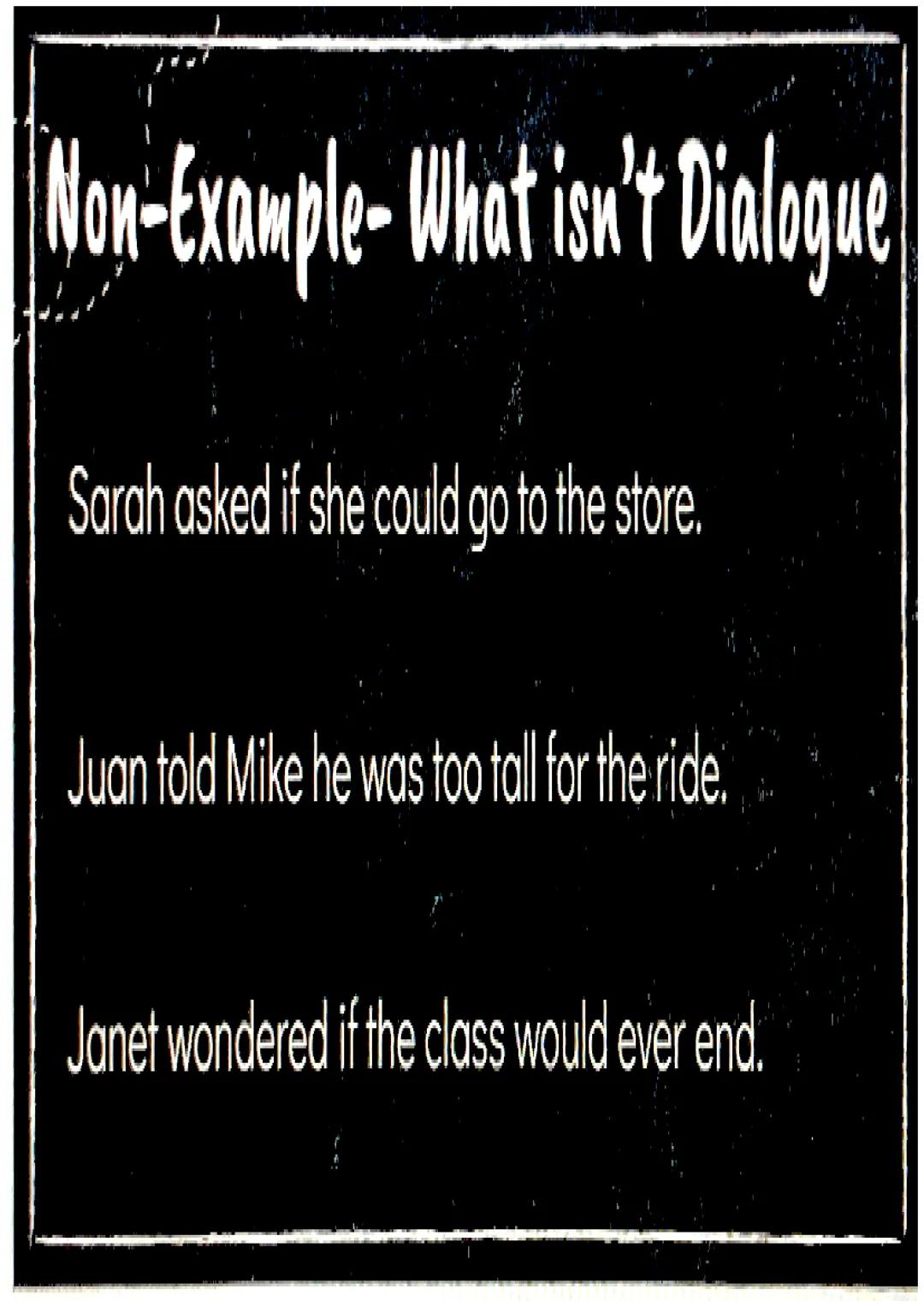 Dialogue
a conversation
between two or
more people as
part of a play,
movie, or piece of
literature.
• It can be a conversation
between char
