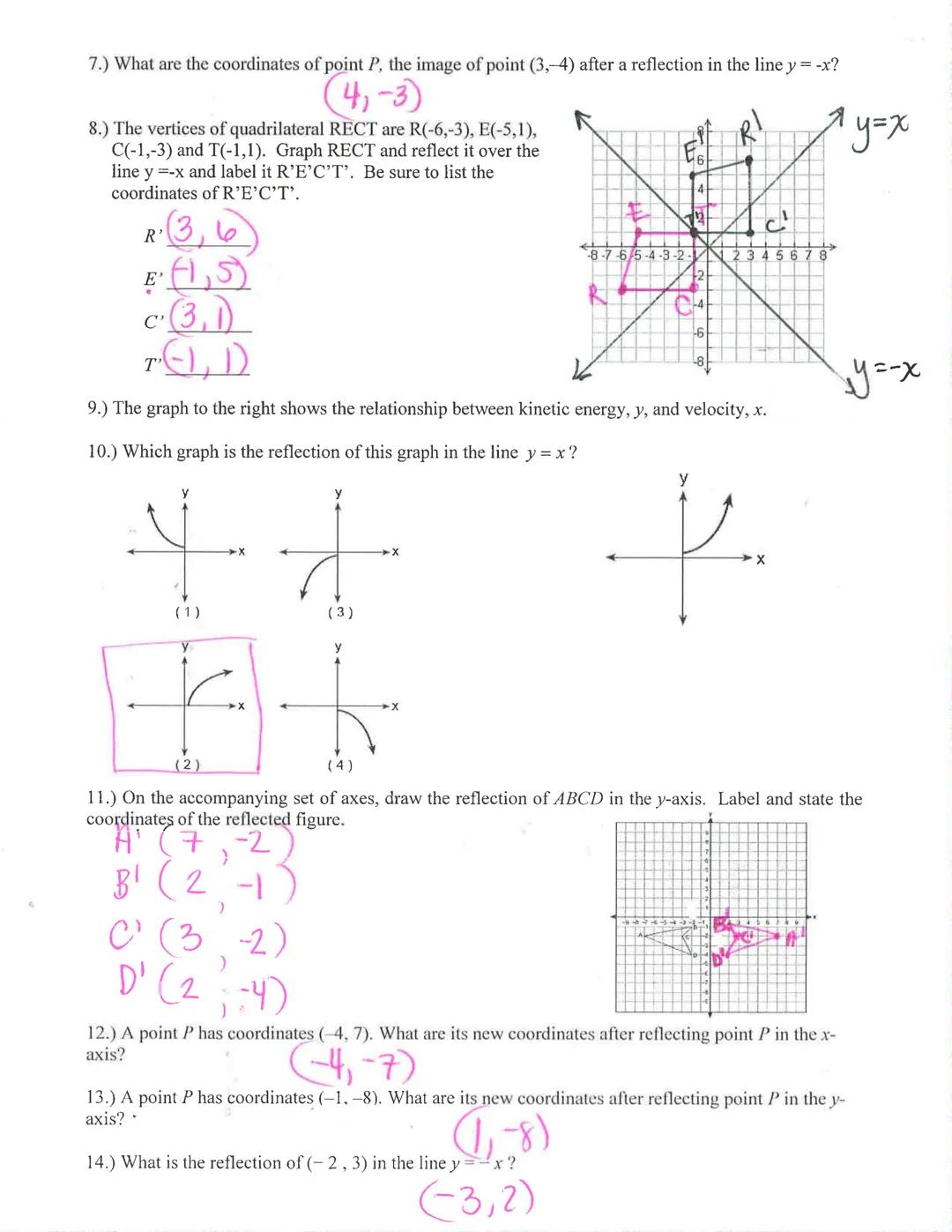 Name: Key
Date: Period:
Honors Geometry: Translations Notes
A transformation is a change in the Size, location or orientation ora of a figur