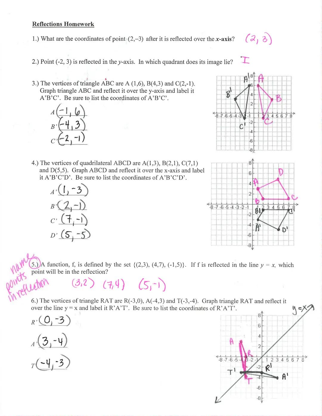 Name: Key
Date: Period:
Honors Geometry: Translations Notes
A transformation is a change in the Size, location or orientation ora of a figur