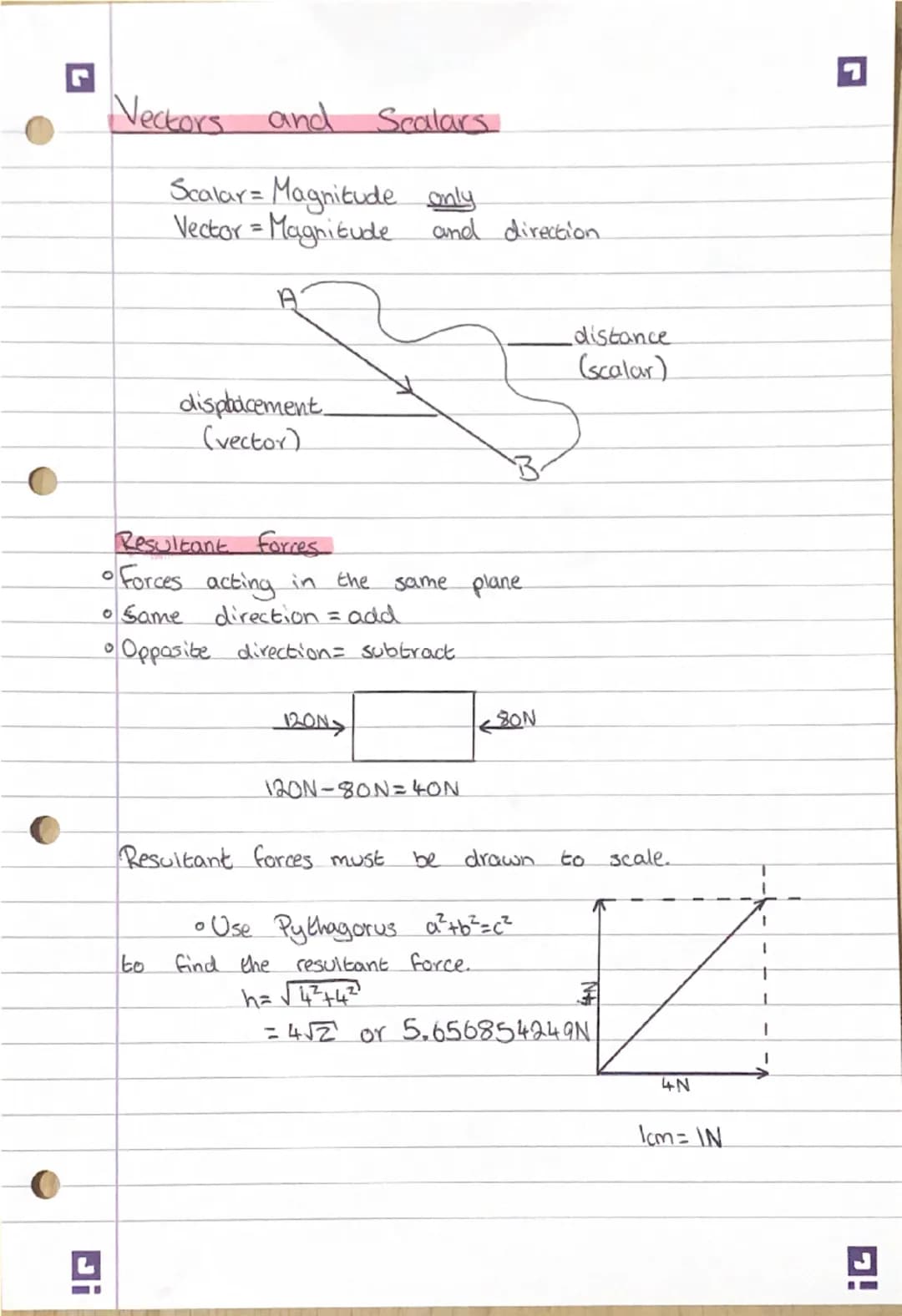 Vectors and Scalars

Scalar=Magnitude only
Vector = Magnitude and direction

A

displacement
(vector)

distance
(scalar)

B

Resultant forre