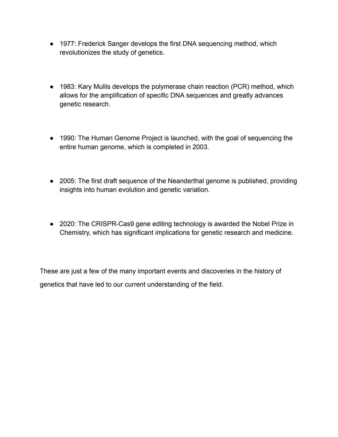 MOL 342: Genetics

History of Genetics

- 1856: Gregor Mendel begins his experiments with pea plants, which would
become the foundation of m